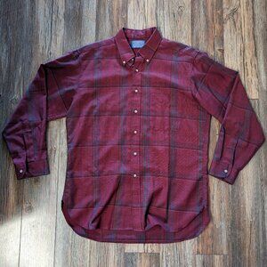 Made in USA Vintage Sir Pendleton wool dress shirt in dark red